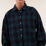 Sarah short green check blouse