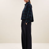 Sarah short green check blouse