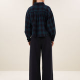 Sarah short green check blouse