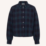 Sarah short green check blouse