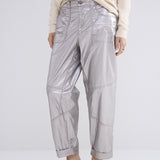 Loose tapered pants foil coated