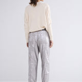 Loose tapered pants foil coated