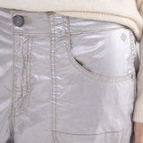 Loose tapered pants foil coated