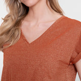 T-shirt lurex V-neck