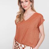 T-shirt lurex V-neck