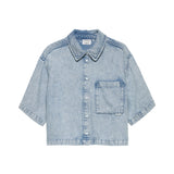 Short sleeve denim blouse