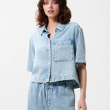 Short sleeve denim blouse