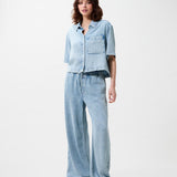 Short sleeve denim blouse