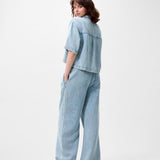 Short sleeve denim blouse