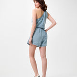 Pull on denim shorts