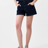 Denim shorts with elastic waistband