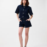 Denim shorts with elastic waistband