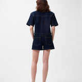Denim shorts with elastic waistband