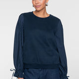 Sweater with striped sleeves