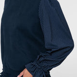Sweater with striped sleeves