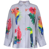 Blouse stripes & birds