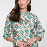 blouse met tegelprint