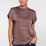 Dames top met satijnlook