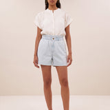 leon bleached denim short