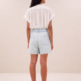 leon bleached denim short