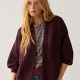 Puff sleeve cardigan Cozy melange knit
