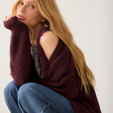 Puff sleeve cardigan Cozy melange knit