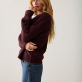 Puff sleeve cardigan Cozy melange knit