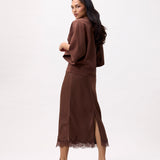 Lace silky skirt