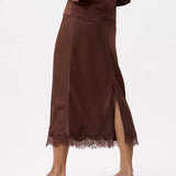 Lace silky skirt