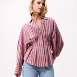 Blouse with waist pleats