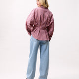 Blouse with waist pleats