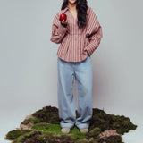Blouse with waist pleats