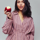 Blouse with waist pleats