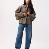 Check cape jacket
