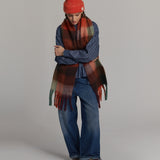 Brushed check scarf