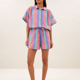 sunny rainbow pleats blouse