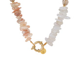 Beige rock necklace gold