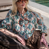 blouse met tegelprint