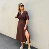 Long split dress