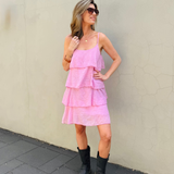Dress with straps and ruffles