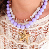 Beige rock necklace gold