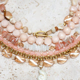 Beige rock necklace gold