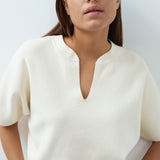 Knitted top with bomber collar