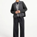Woven loose fit cut and sew blazer with contrast fabric