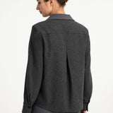 Woven loose fit cut and sew blazer with contrast fabric