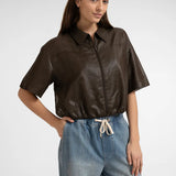 Blouse jacket with coated finish