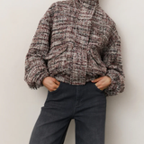 Boucle jacket with fringes