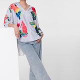 Blouse stripes & birds