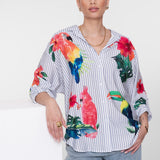 Blouse stripes & birds