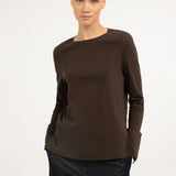 Jersey top met kanten manchetten